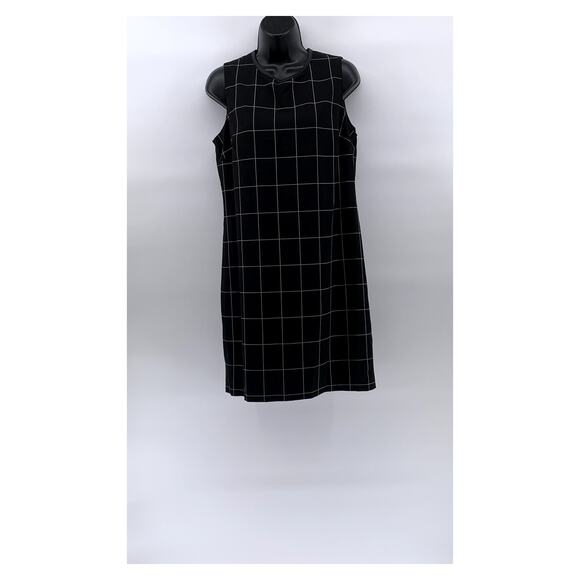 LAUREN RALPH LAUREN Women's Black Windowpane Crewneck A-Line Dress SZ 6 - Picture 1 of 11